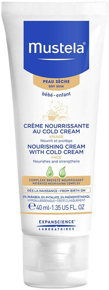 Nourishing Baby Face Cream with Cold Cream, Ceramides and Natural Avocado Perseose, for Dry Skin, 1.35 Fl. Oz.