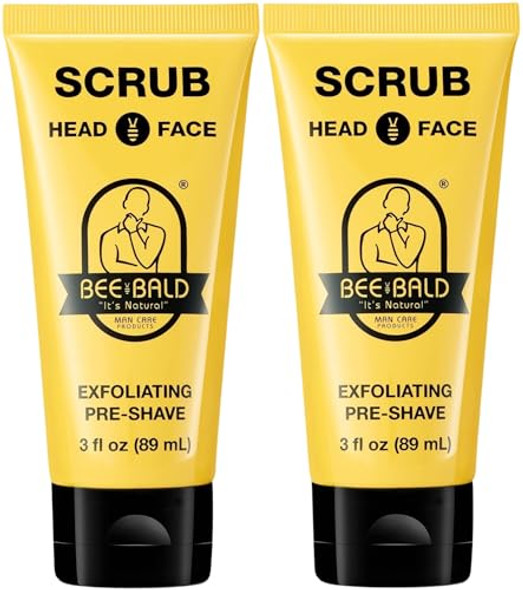 Bee Bald Scrub Exfoliating Preshave For Deep Cleans & Removing Pore Clogging Dirt Oil & Dry Flaky Skin. Prepares You For A ‘Super Close Shave’ 3 Fl Oz