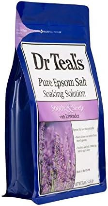 Dr. Teal'S Pure Epsom Salt Recovery Soaking Solution  Set (2 Pack 3Lbs Ea.) Soothe & Sleep Lavender Pre & Post Workout With Magnesium Sulfate & Menthol