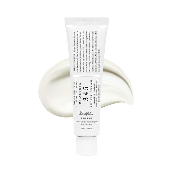 Dr.Althea 345 Relief Cream | PDRN & Hyaluronic Acid for Hydration, Blemish Care | Post-Acne Face Moisturizer with Centella & Niacinamide | Korean Vegan Skincare 1.69 Fl Oz