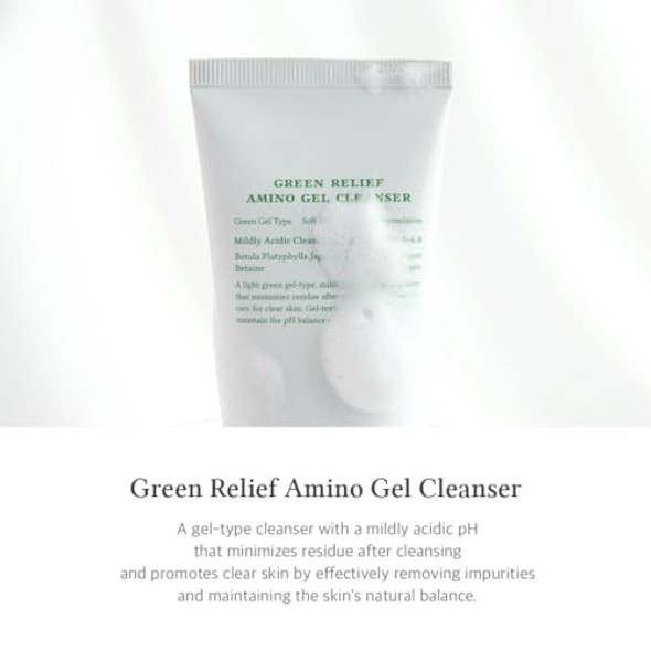 Dr.Althea Green Relief Amino Gel Cleanser Lightweight & Hydrating Makeup Remover Daily Face Wash with Hyaluronic Acid Korean Vegan Skincare for All Skin Types 3.38 Fl Oz