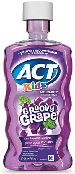 Act Kids Anticavity Fluoride Rinse Groovy Grape 16.9 Fl. Oz. & Bubble Gum Blowout 16.9 Fl. Oz. Bundle