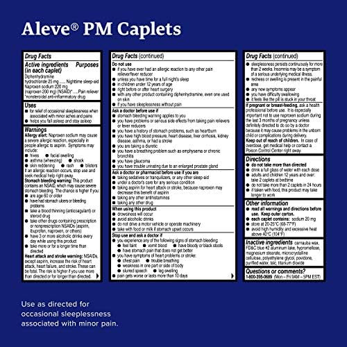 Aleve Pm Pain Reliever Nighttime Sleepaid Caplets 20 Ea (Pack Of 4)