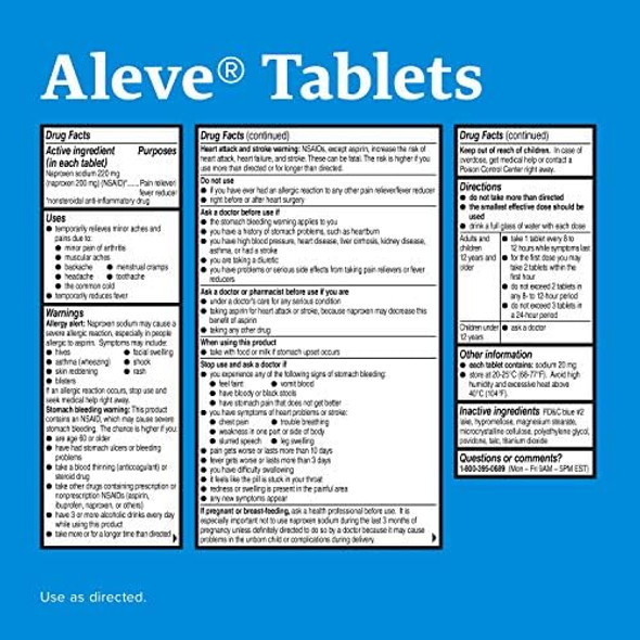 Aleve Pain Reliever/Fever Reducer Tablets 24 Ea (Pack Of 2)