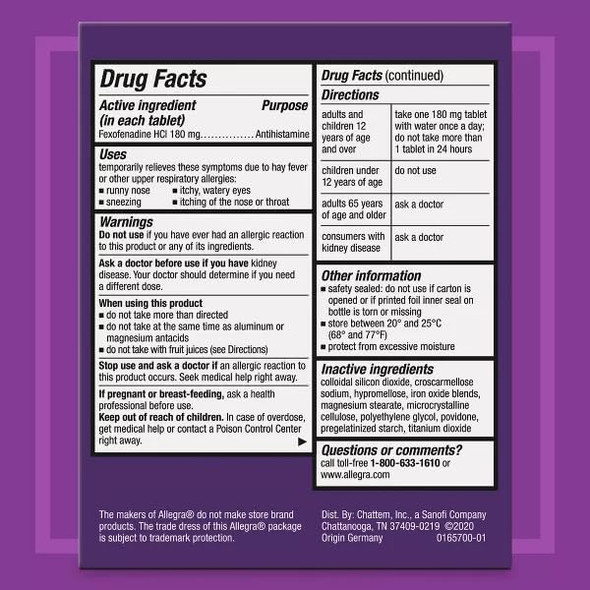 Allegra Allergy 90 Tablets