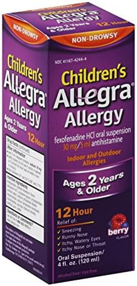 Allegra Childrens 12 Hour Allergy Relief Berry 4Ounce (Pack 2)