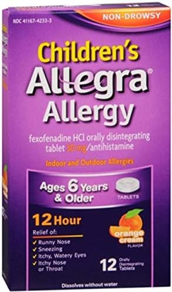 Allegra Children'S Allergy Orally Disintegrating Tablets Orange Cream Flavored 12 Tablets (Pack Of 2)