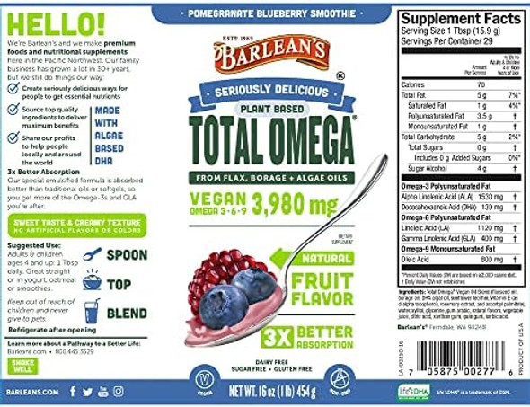 Barlean'S Plant Based Vegan Smoothie Trio Bundle Pomegranate Blueberry Strawberry Banana Blackberry