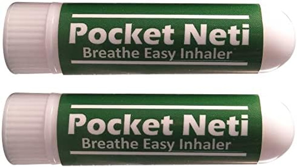 Basic Vigor Pocket Neti Breathe Easy Himalayan Salt Aromatherapy Sinus Inhaler (2Pk) & Stress Release Inhalers Bundle (2Pk). Made In The Usa.