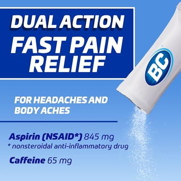 Bc Powder Original Strength Pain Reliever Aspirin Dissolve Packs 50 Count
