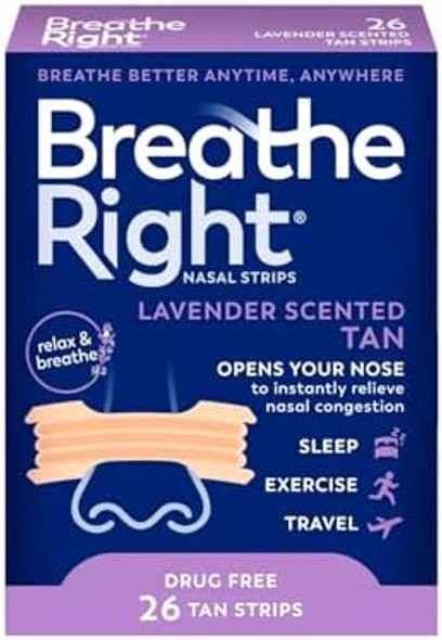 Breathe Right Strips Nasal Strips Lavender 26 Count (Pack Of 3)