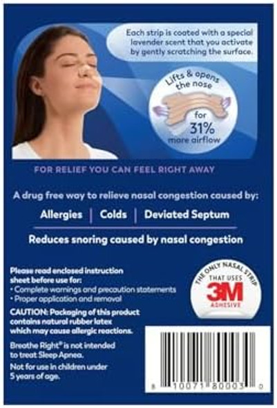 Breathe Right Strips Nasal Strips Lavender 26 Count (Pack Of 3)