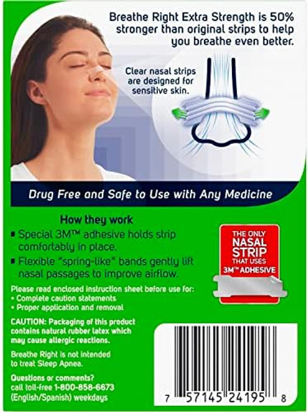 Breathe Right Nasal Strips Extra Clear For Sensitive Skin 26 Count