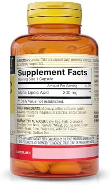 Mason Natural Alpha Lipoic Acid 200 Mg Supports Energy Production Antioxidant Support Supplement 60 Capsules