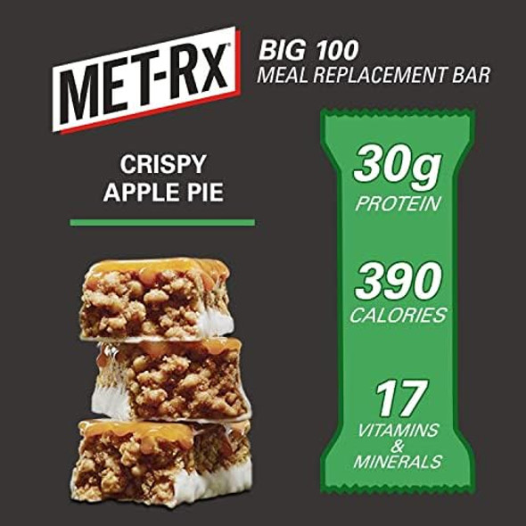 Metrx Big 100 Colossal Protein Bars Crispy Apple Pie Meal Bars 9 Count (Pack Of 2)