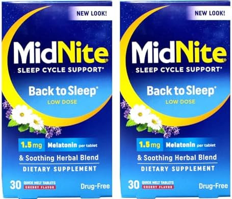 Midnite Sleep Aid For Occasional Sleeplessness 30 Chewable Cherry Tablets (Value Pack Of 2)