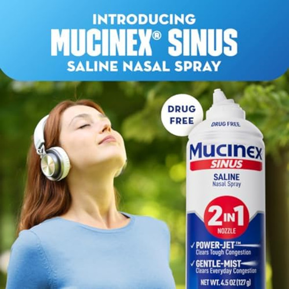 Mucinex Sinus Saline Nasal Spray & Sinus Rinse Nonmedicated Additive Nondrowsy Nasal Irrigation With 2In1 Jet + Mist Spray Nozzle For Cold & Allergy Season 4.5Oz Saline Solution Spray3Pk