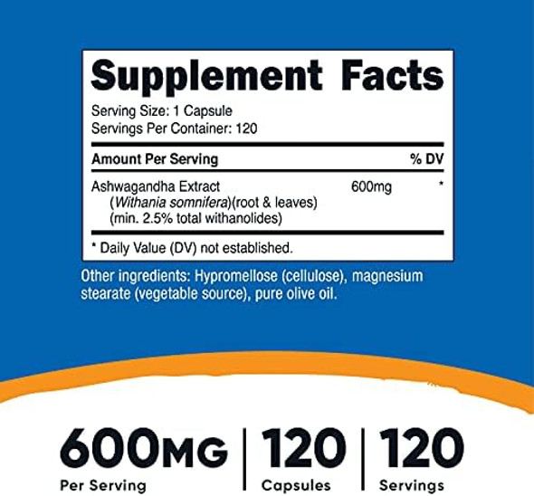 Nutricost Ashwagandha Herbal Supplement 600Mg 120 Capsules Ashwagandha Root (3 Bottles)