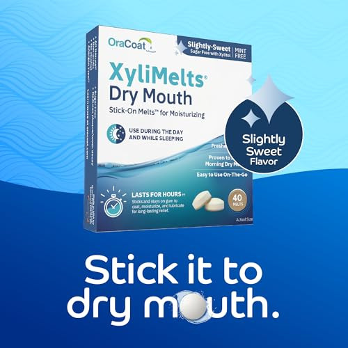 Oracoat Xylimelts For Dry Mouth Night Time Or Day Moisturizing Dry Mouth Adhering Discs Sugar With Xylitol 40 Count Slightlysweet Flavor 8Hour Relief