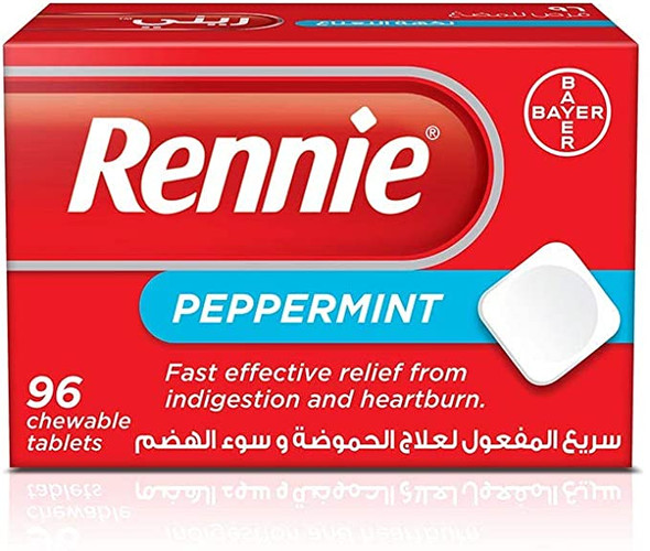 Rennie For Heartburn 96 Chewable Peppermint Tablets