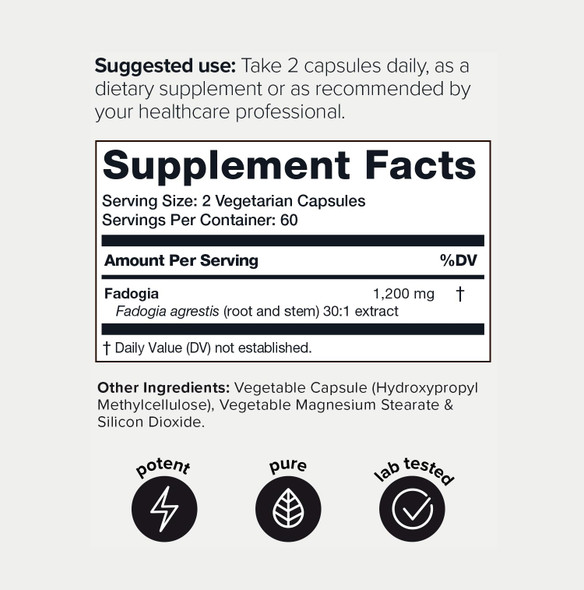 Toniiq Fadogia Agrestis  Ultra High Potency 30:1 Extract  1200mg Per Serving  Highly Concentrated  Third Party Lab Tested  120 Capsules