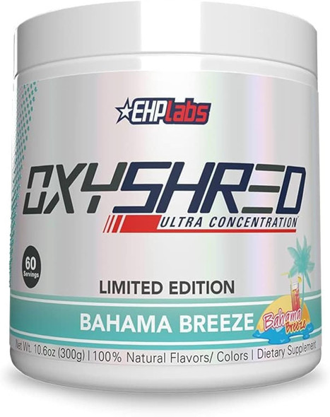EHP Labs OxyShred Pre Workout Powder  Preworkout Powder with L Glutamine and Acetyl L Carnitine Energy Boost Drink  Bahama Breeze 60 Servings
