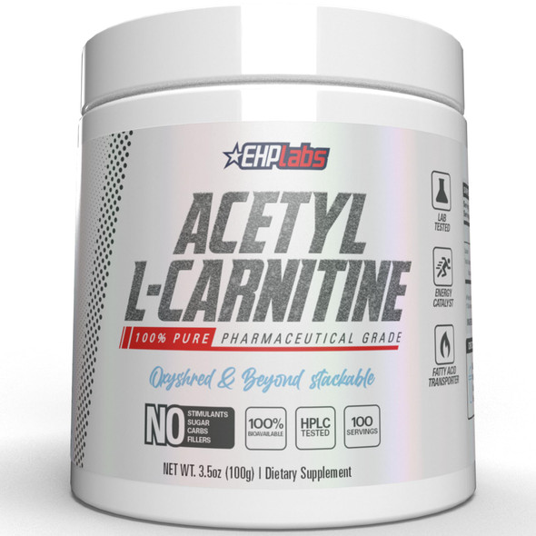 EHP Labs Acetyl L Carnitine Powder Supports Natural Energy Production Assists in Healthy Brain Function Supports Heart Health Vegan Gluten Free Non GMO 100 Servings