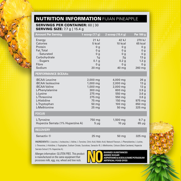 EHP Labs Beyond BCAA Powder Amino Acids Post Workout Recovery BCAAs Essential Amino Acids EAA Supplements Powder 10g Amino Acids Supplement for Muscle Recovery 60 Servings Fijian Pineapple