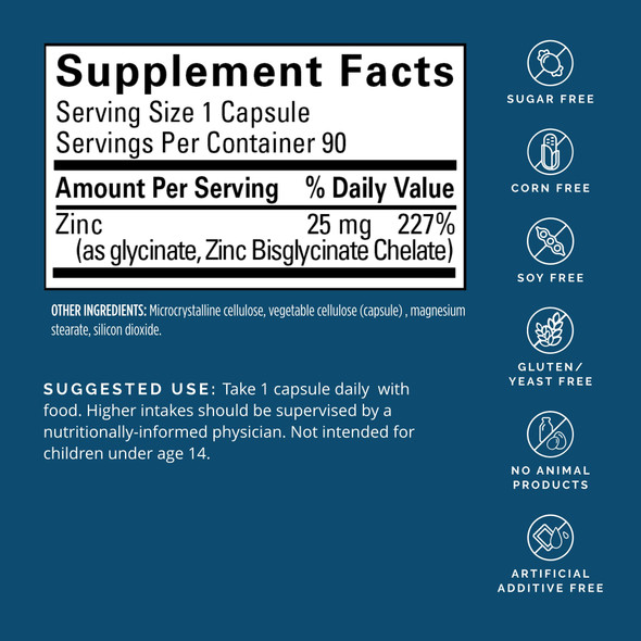 BRAINMD Dr Amen Neuro Zinc - 90 Capsules - 25 mg Zinc Bisglycinate Chelate - Gluten Free - 90 Servings