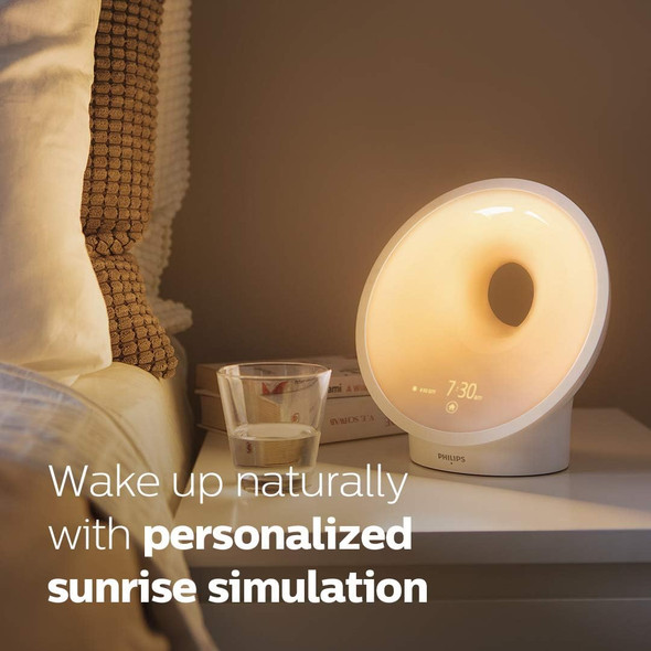 Philips SmartSleep Sleep and Wake-Up Light  Simulated Sunrise and Sunset  Multiple Lights and Sounds  RelaxBreathe to Sleep  AMZ Exclusive HF3650/60