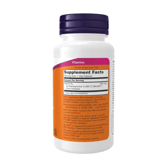 Now Foods Mk-7 Vitamin K-2 300 Mcg 120 Veg Capsules