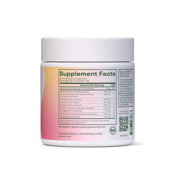 Bloom Nutrition Hormone Health & Cortisol Support for Women - Balance - Menstrual Health PMS Symptoms Pomegranate Extract Chaste Tree Berry & Dong Quai Root 30 Servings