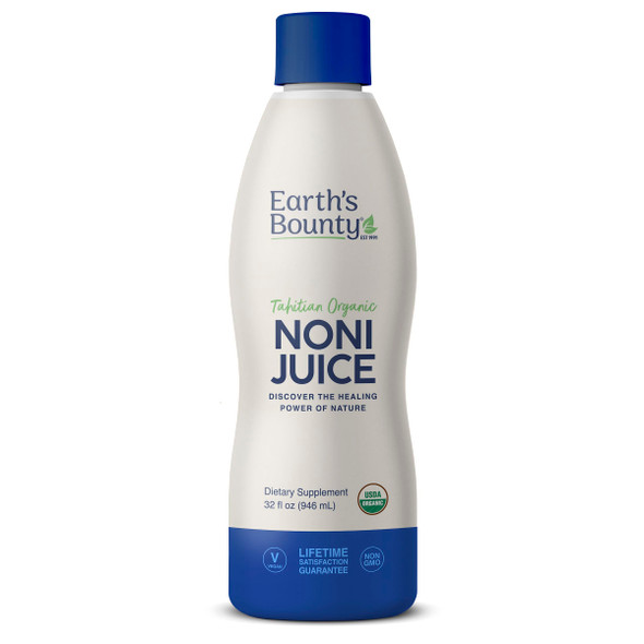 Earth's Bounty Tahitian Organic Noni Juice - 32 fl.oz - 100% Pure Natural Immune & Joint Support - Organic Kosher Noni Juice - No Additives
