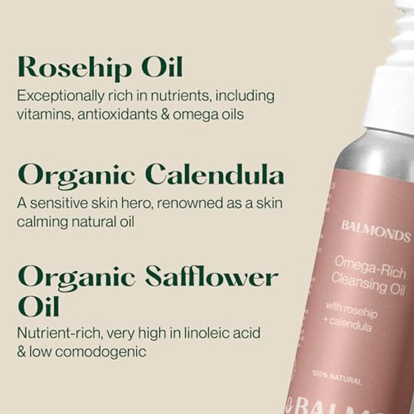 Balmonds Skincare Set – Cleansing Oil Facial Oil Moisturizing Cream & Skin Balm – 100% Natural Fragrance- Vegan & Cruelty- – For Dry Sensitive & All Skin Types – Hydrating & Nourishing