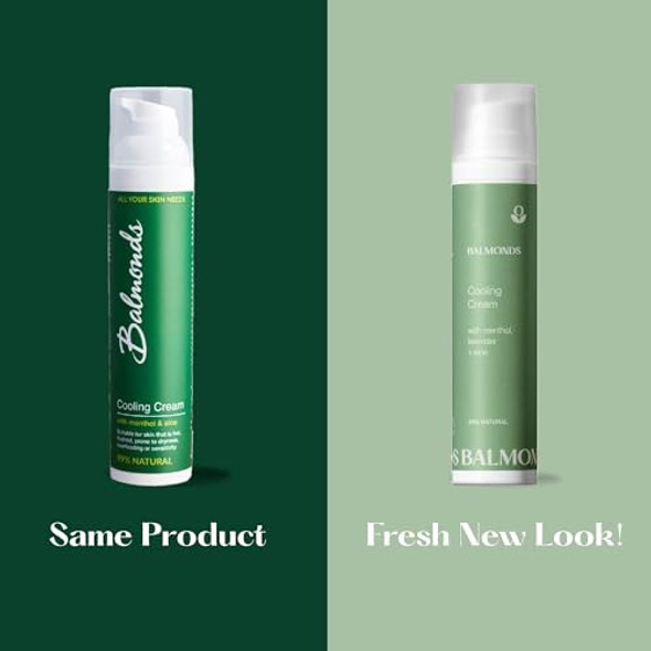 Balmonds - Daily & Cooling Moisturizing Cream - 3.5Oz (100Ml) - 99% Natural Moisturizer With Menthol Aloe & Fragrance- - Vegan/Cruelty- - For All Skin Types