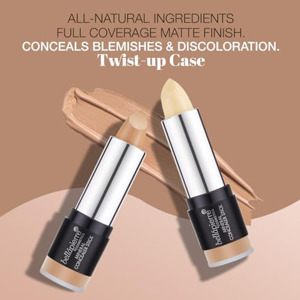 Bellapierre Mineral Concealer Stick Easy To Blend Natural Wax Matte Makeup Hides Acne Discoloration & Blemishes Non-Toxic And Paraben All Day Wear - (Dark/Deep)