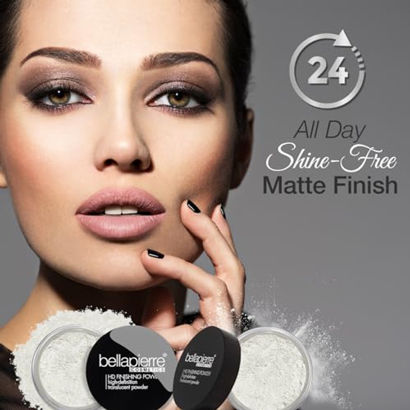 Bellapierre Hd Finishing Powder Translucent Setting Powder Poreless Shine- Matte Finish Lightweight Gentle Formula Non-Toxic & Paraben Cruelty Mineral Makeup