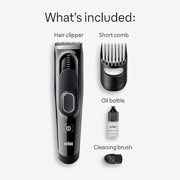 Braun Hair Clippers Series 5 5310 Hair Clippers For Men Hair Clip From Home With 9 Length Settings Incl. Memory Safetylock Recall Setting Ultra-Sharp Blades 2 Combs