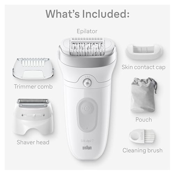Braun Epilator Silk-Épil 7 Hair Removal Device Women Shaver & Trimmer Wet And Dry Wide Head Includes Shaver Head And Trimmer Comb Se7-041 Silver Braun Epilator Silk-Épil 7 Hair Removal Device Women Shaver & Trimmer Wet And Dry Wide Head Includes Shaver Head And Trimmer Comb Se7-041 Silver