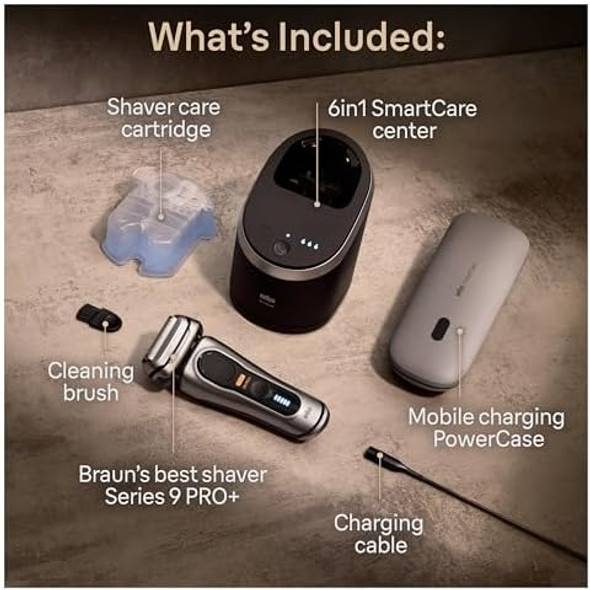 Braun Series 9 Pro+ 9577Cc Electric Razor For Men 5 Pro Shave Elements & Precision Long Hair Trimmer 6In1 Smartcare Center Powercase For Mobile Charging Wet & Dry 60Min Battery Runtime