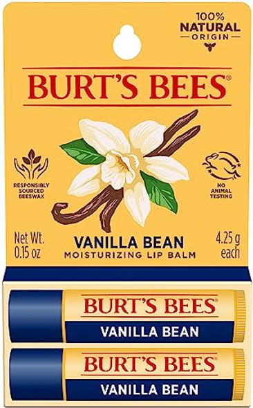 Burt'S Bees Lip Balm Easter Basket Stuffers - Vanilla Bean Lip Moisturizer & Overnight Intensive Lip Treatment 0.25 Oz - Moisturizing Restorative