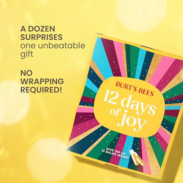 Burt'S Bees 12 Days Of Joy Lip Balm Advent Calendar Set Flavored Lip Balm Pack Great For Office Holiday S Tint- Natural Origin Lip Care 12 Tubes 0.15 Oz.