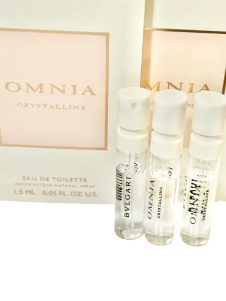 Bvlgari Omnia Crystalline Sample Edt 1.5 Ml / 0.05 Fl Oz Women Perfume (Pack Of 3)