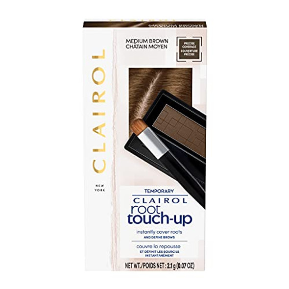 Clairol Root Touch-Up Temporary Concealing Powder Medium Brown Hair Color 0.07 Ounce (Pack Of 1) & Everpro Gray Away Root Touchup Quick Stick Light Brown 0.1 Oz