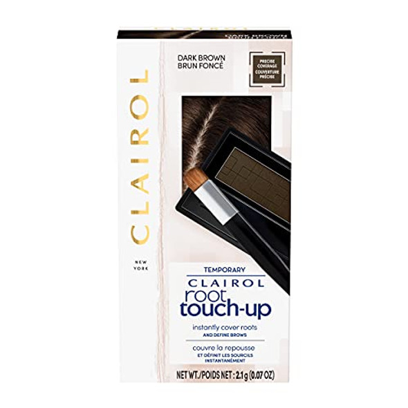 Clairol Root Touch-Up Temporary Concealing Powder Dark Brown Hair Color Pack Of 1 & Everpro Gray Away Root Touchup Quick Stick Black/Dark Brown 0.1 Oz