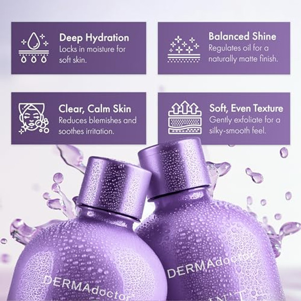 Dermadoctor Ain'T Misbehavin' Dermatologist Formulated Clarifying And Hydrating Toner With Glycolic Acid & Lactic Acid For Oily And Acne Prone Skin Pore Minimizer For Face And Body - 6 Fl Oz