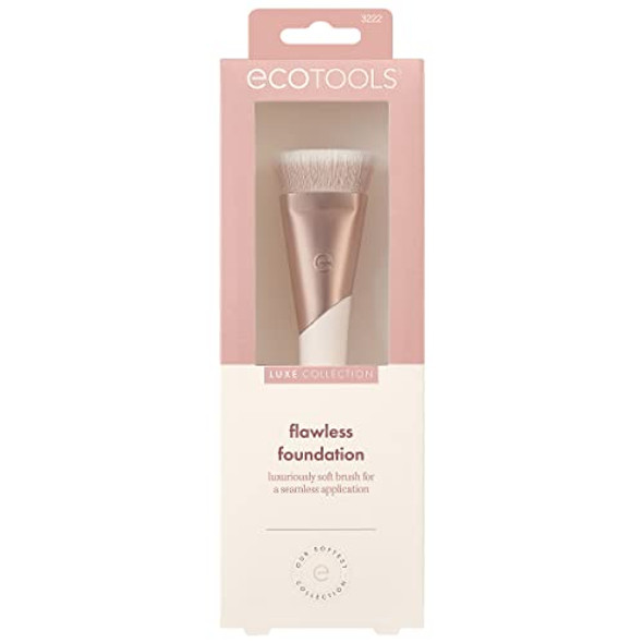 Ecotools Ecofriendly Luxe Flawless Foundation Makeup Brush For Liquid & Cream Foundation Dense Synthetic Bristles Eco-Friendly Premium Quality Makeup Brush Vegan & Cruelty- 1 Count