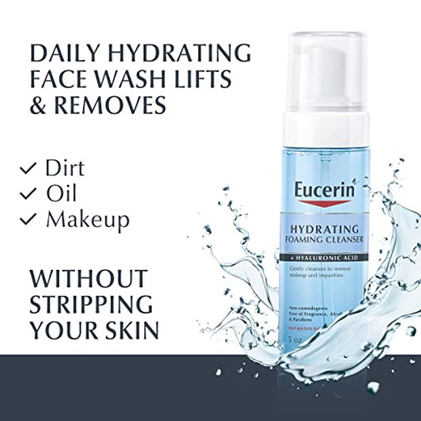 Eucerin Hydrating Foaming Daily Facial Cleanser With Hyaluronic Acid 5 Fl Oz