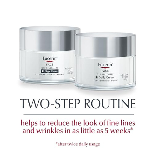 Eucerin Q10 Skin Care Set Anti Wrinkle Daily Face Cream With Biotin (1.7 Oz) + Anti Wrinkle Night Cream With Pro-Retinol (1.7 Oz) For All Skin Types Fragrance