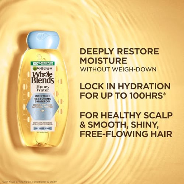 Garnier Whole Blends Honey Water Moisture Restoring Shampoo Hair Care For Dry Hair And Dry Scalp With Honey Nectar And Floral Water 28 Fl Oz